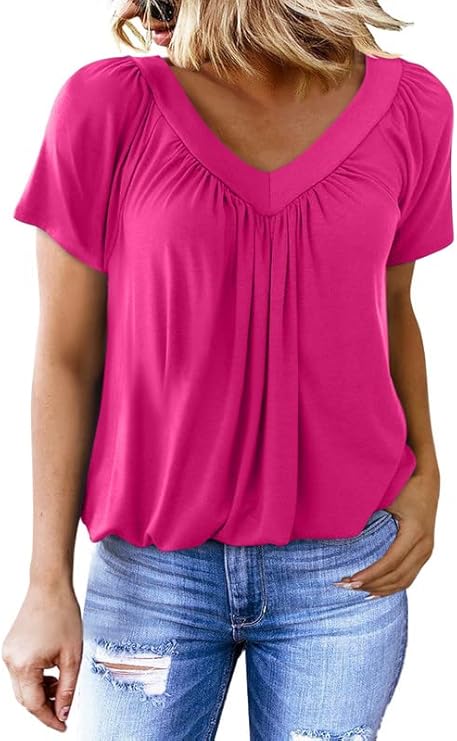 Limited time sale🔥Women's Casual Short Sleeve V Neck Basic T-shirts