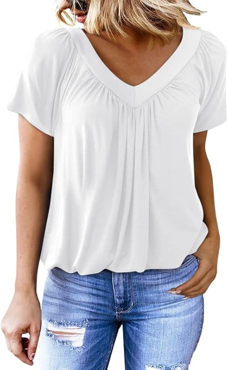 Limited time sale🔥Women's Casual Short Sleeve V Neck Basic T-shirts