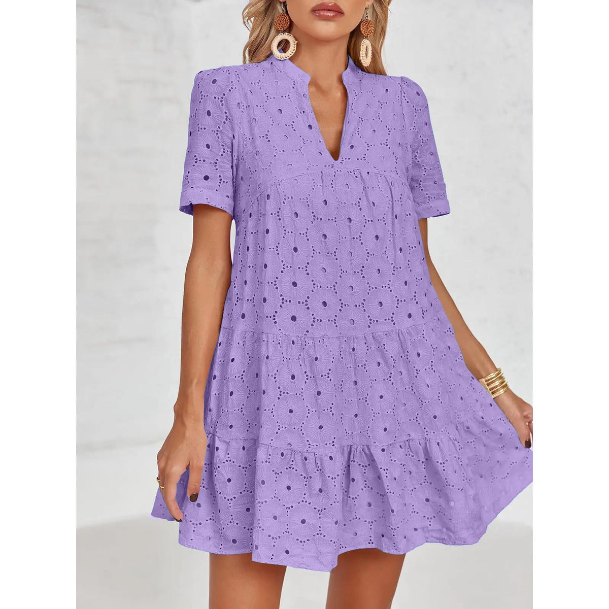 Limited time sale🔥Women’s Lace Dresses Eyelet Casual Flowy Babydoll Swing