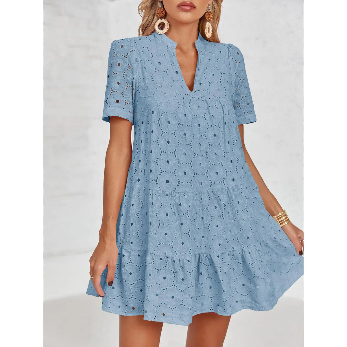 Limited time sale🔥Women’s Lace Dresses Eyelet Casual Flowy Babydoll Swing