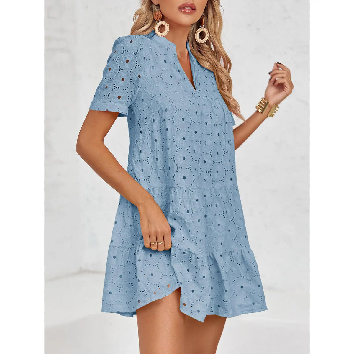Limited time sale🔥Women’s Lace Dresses Eyelet Casual Flowy Babydoll Swing