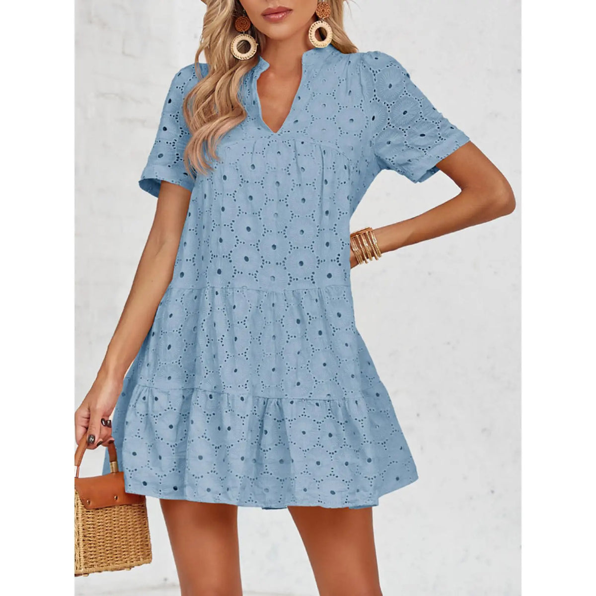 Limited time sale🔥Women’s Lace Dresses Eyelet Casual Flowy Babydoll Swing