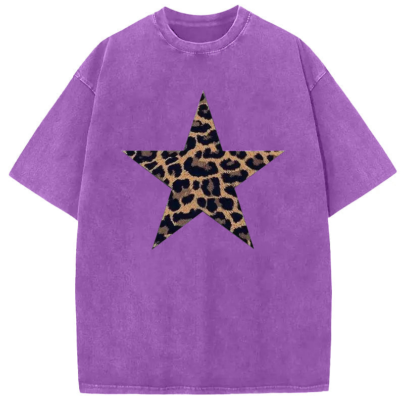 Acid Washed Shirts Five-Pointed Star Oversized Tee