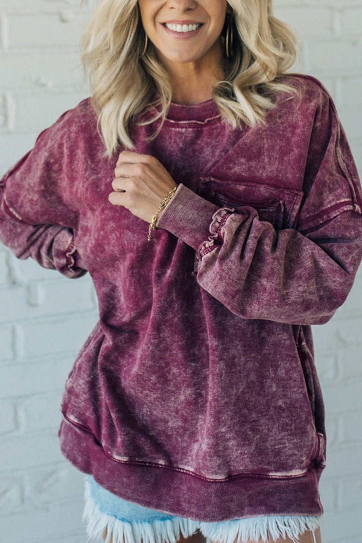 50% OFF🔥French Terry Acid Wash Pullover