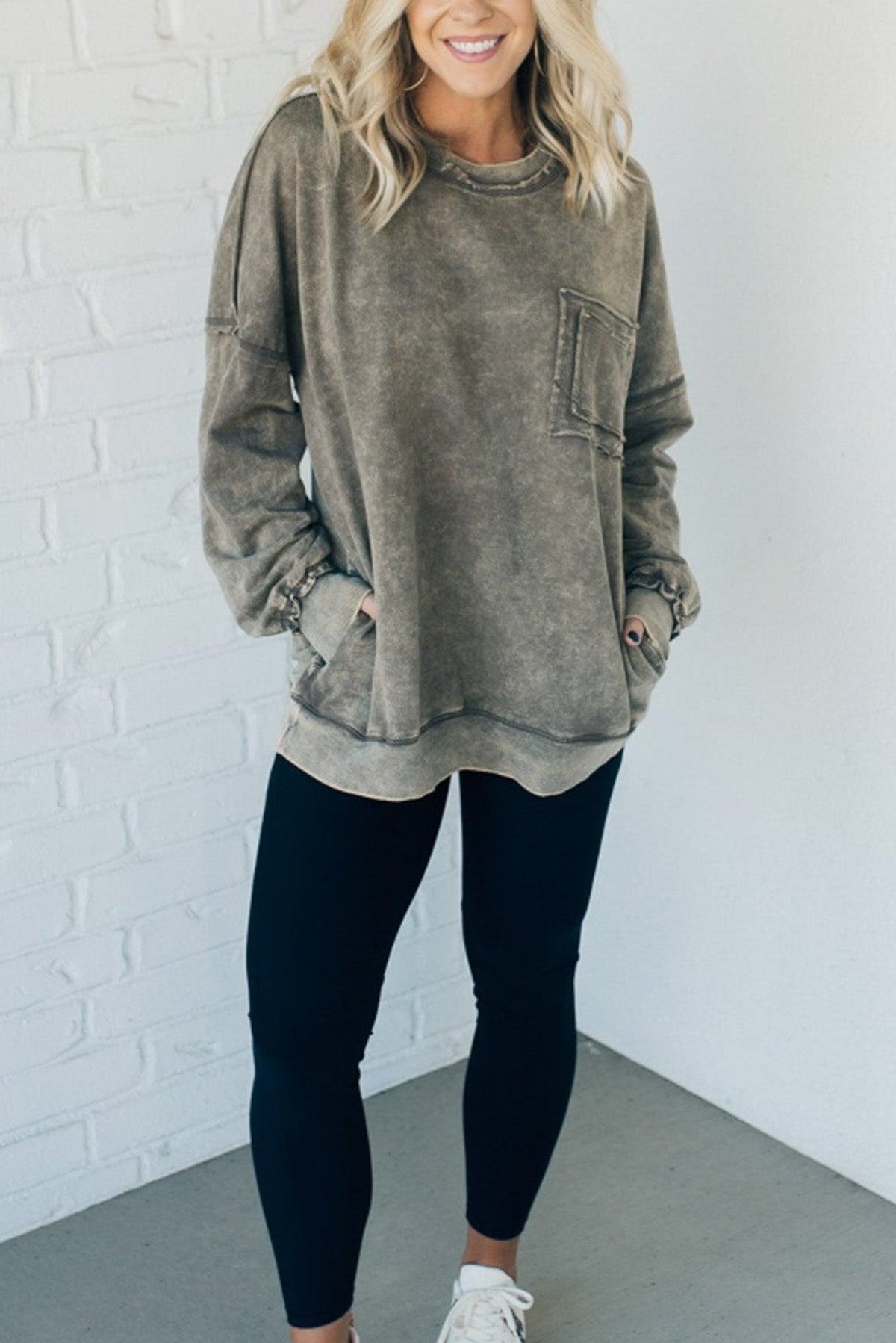 50% OFF🔥French Terry Acid Wash Pullover