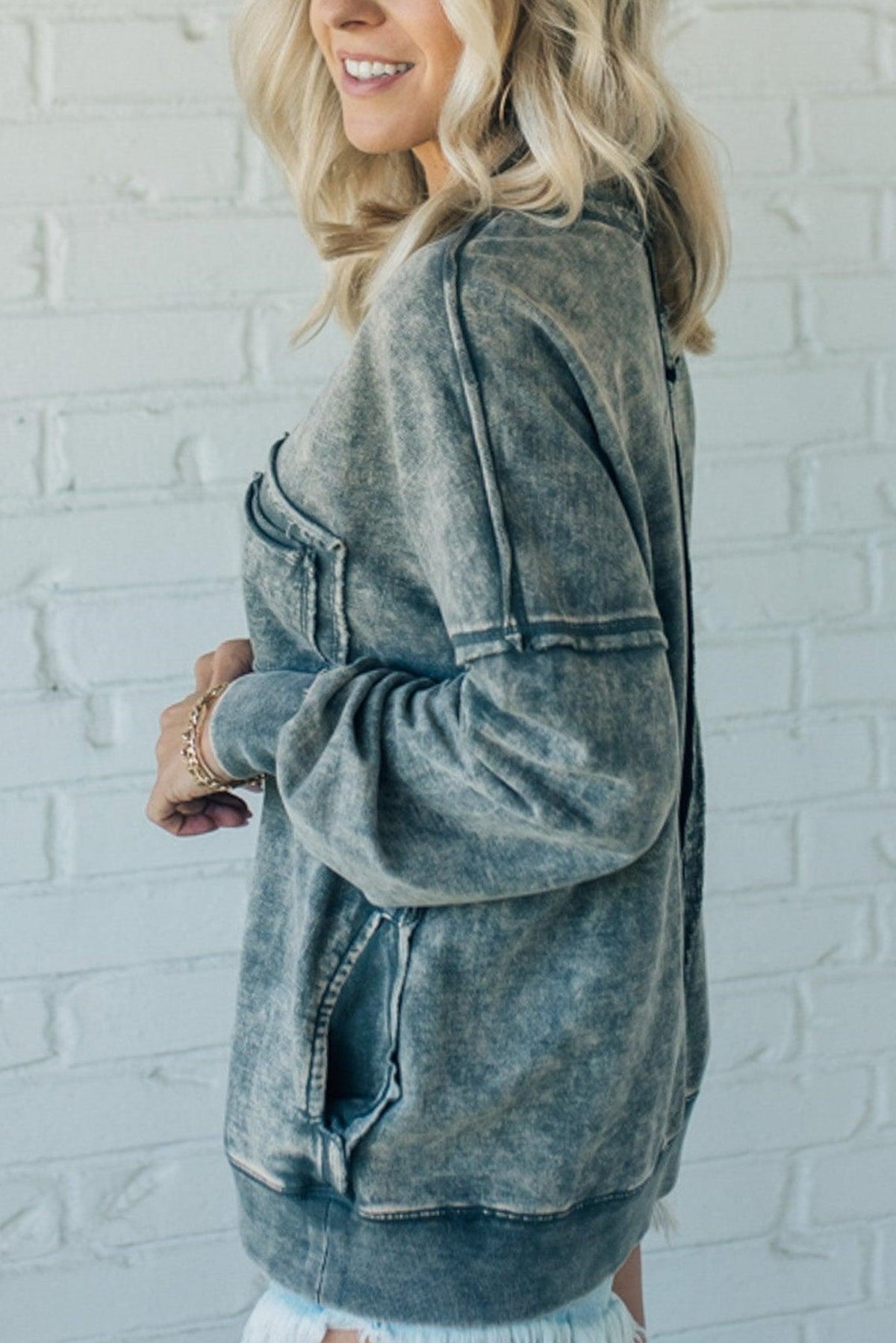 50% OFF🔥French Terry Acid Wash Pullover