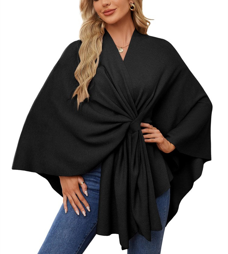 Limited time sale🔥Women's Elegant Shawl Wraps Soft Open Front Poncho Sweater
