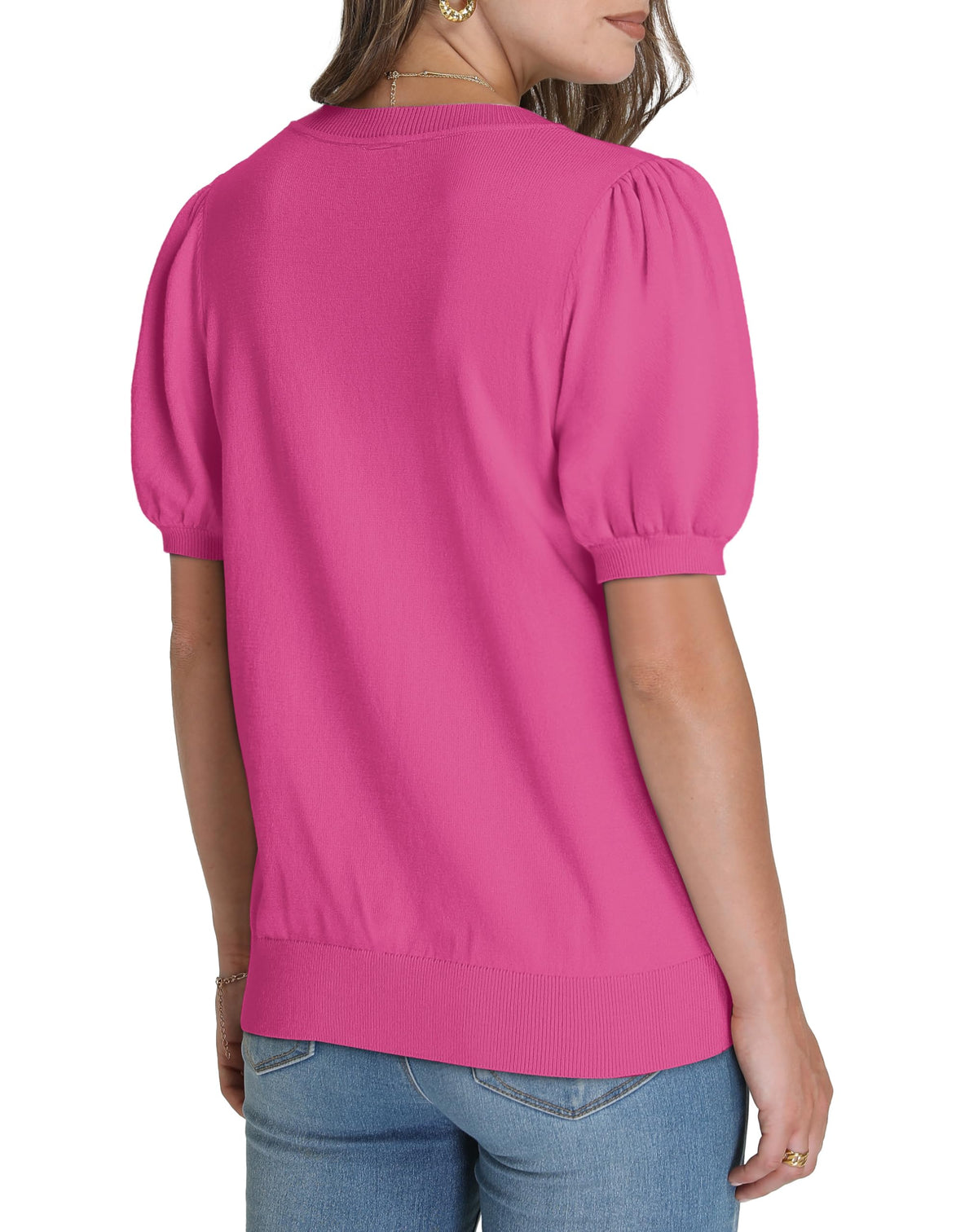 Women's Lightweight Puff Short Sleeve Sweater