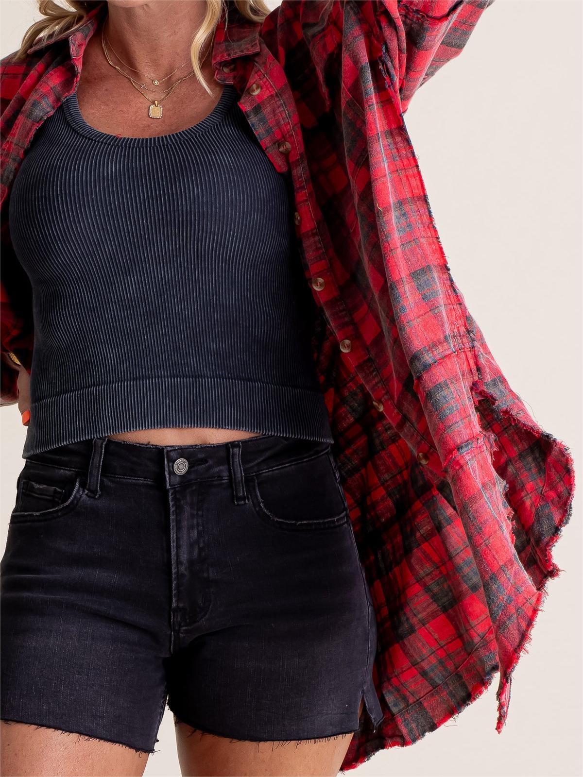 Limited time sale🔥Women's Seams Raw Edge Washed Oversized Shirt Jacket