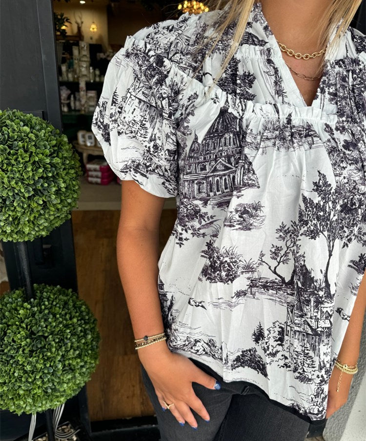 Classic Charm Toile Top(Buy 2 Free Shipping)