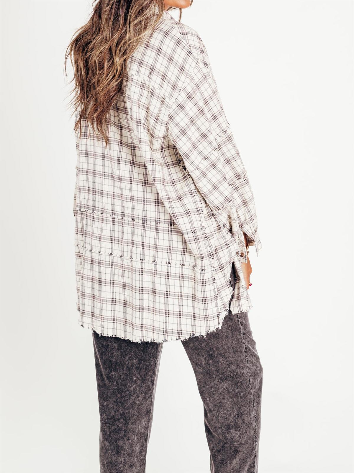 Limited time sale🔥Women's Seams Raw Edge Washed Oversized Shirt Jacket