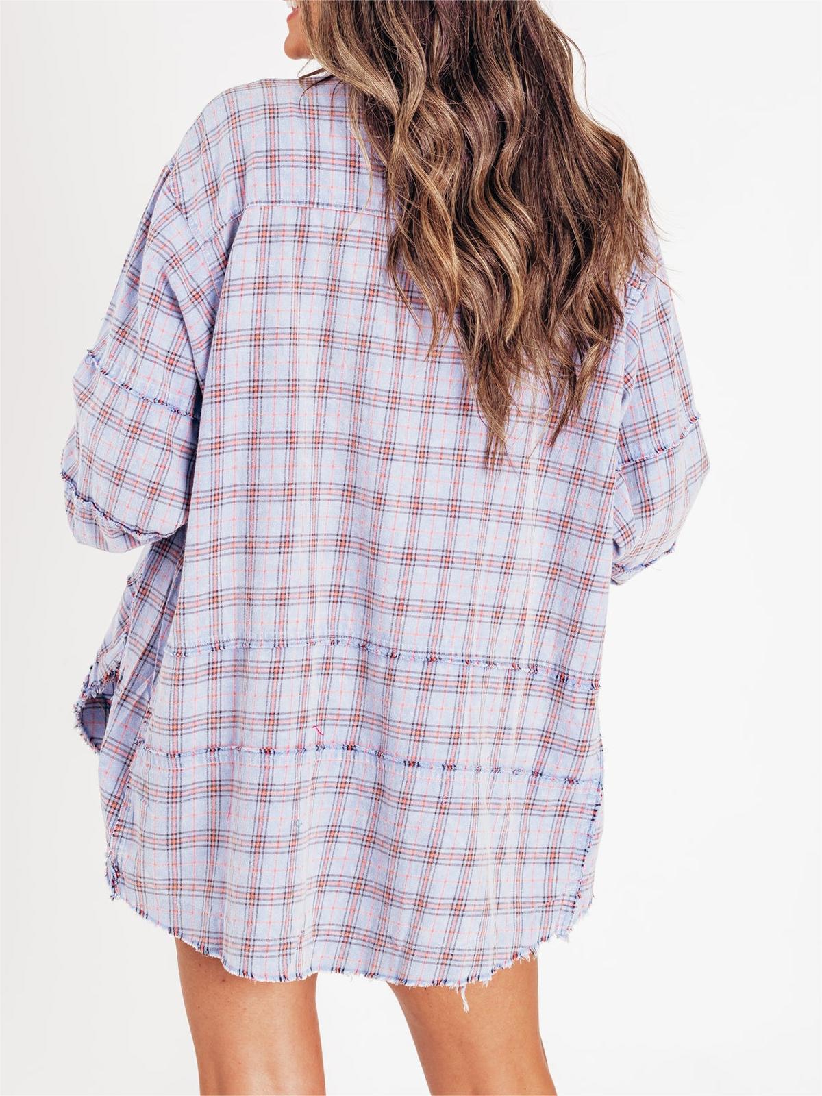 Limited time sale🔥Women's Seams Raw Edge Washed Oversized Shirt Jacket