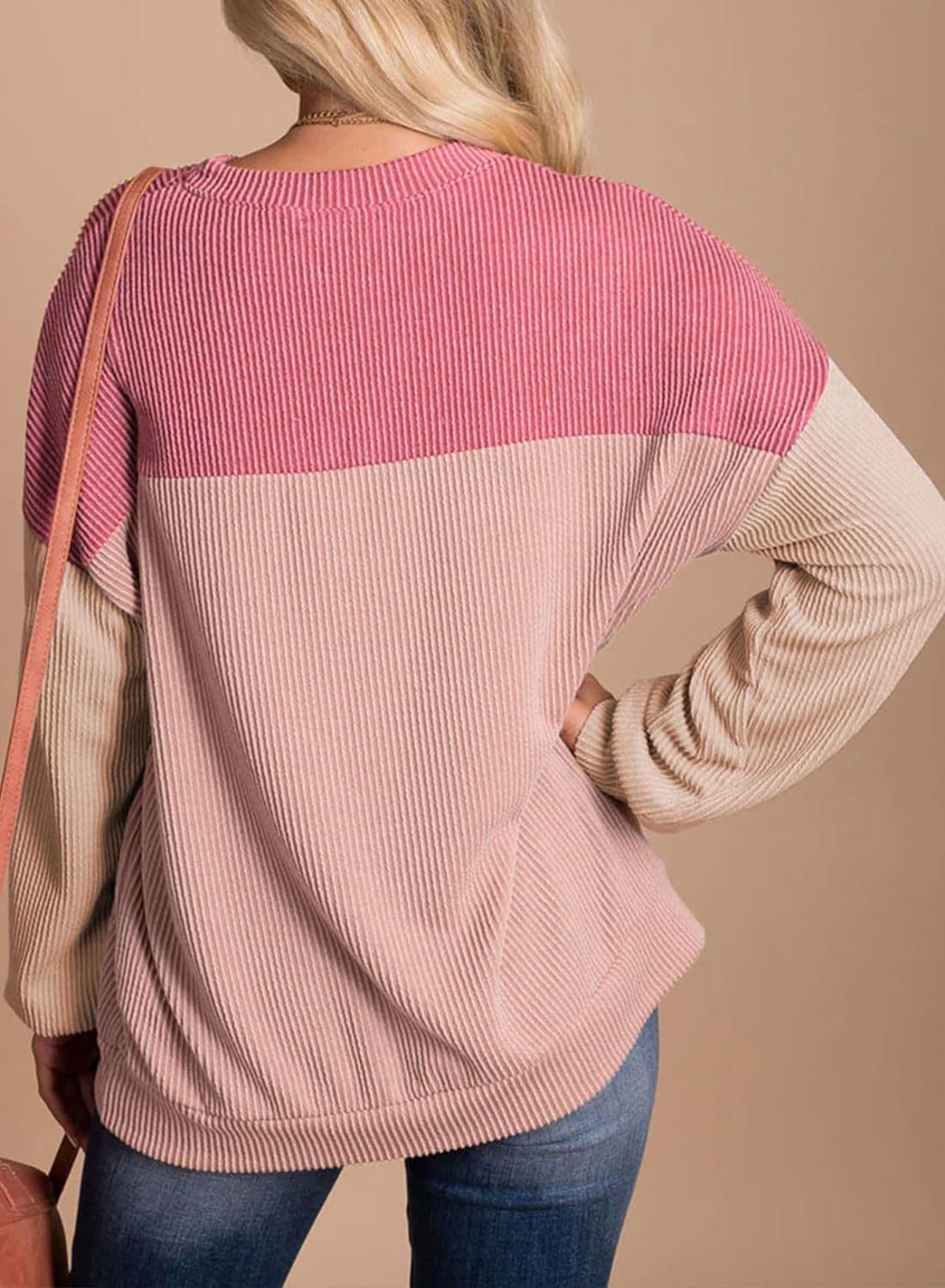 Limited time sale 🔥Women's Ribbed Colorblock Long Sleeve Top