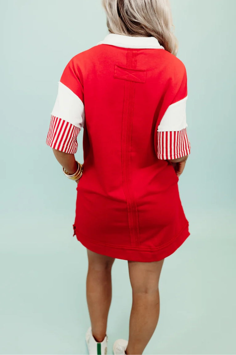 Limited time sale🔥Color Block Notch Neck Mini Dress