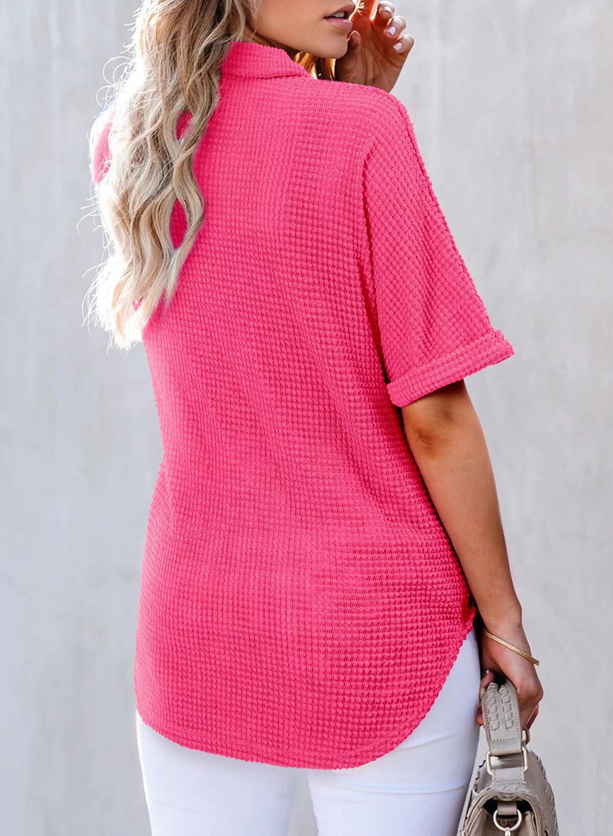 Limited time sale🔥Women's Waffle Knit Short Sleeve Tunic Henley Top