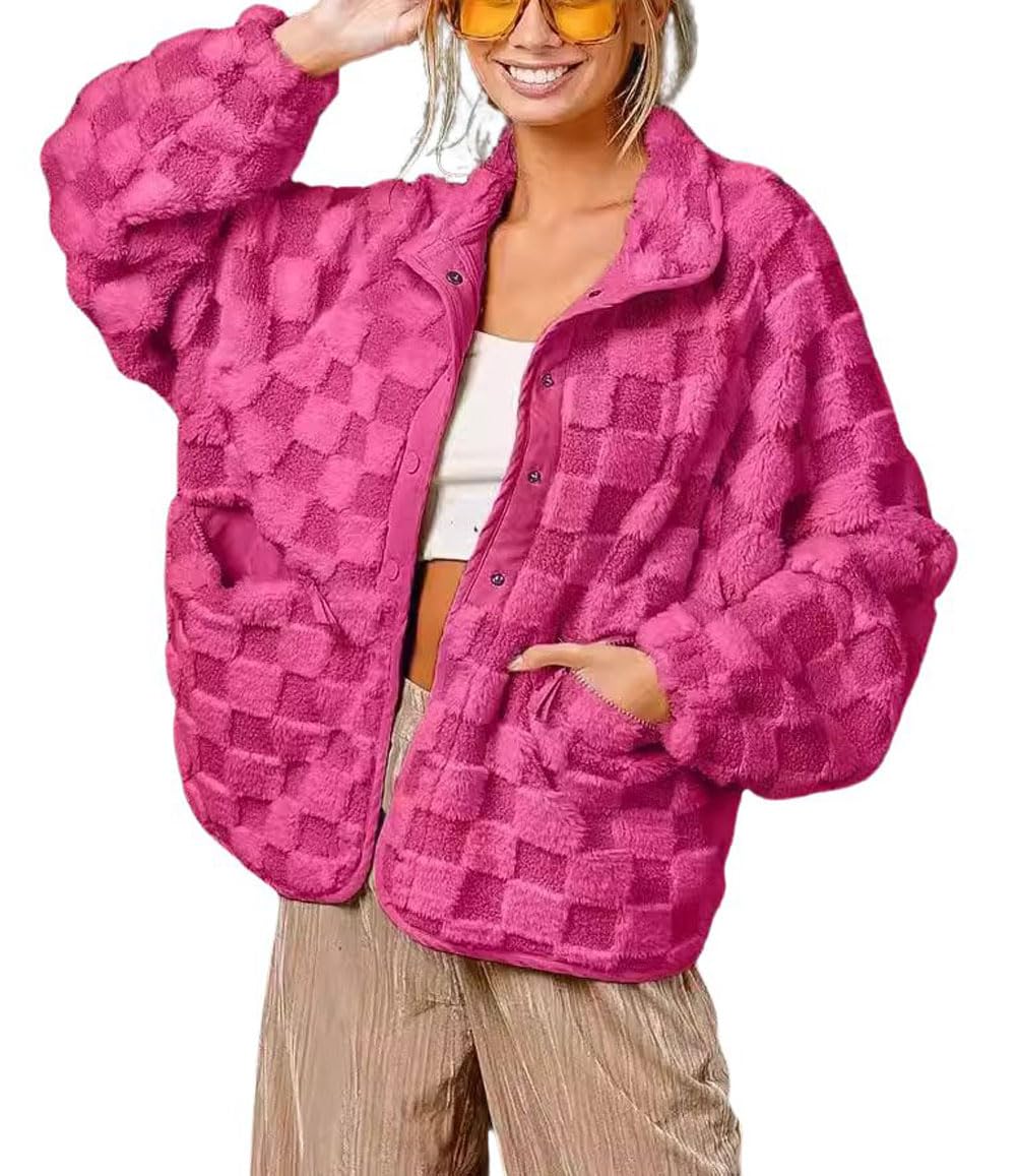 Limited time sale🔥Women's Checkered Fleece Sherpa Jacket