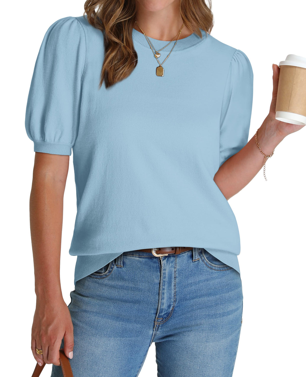 Women's Lightweight Puff Short Sleeve Sweater