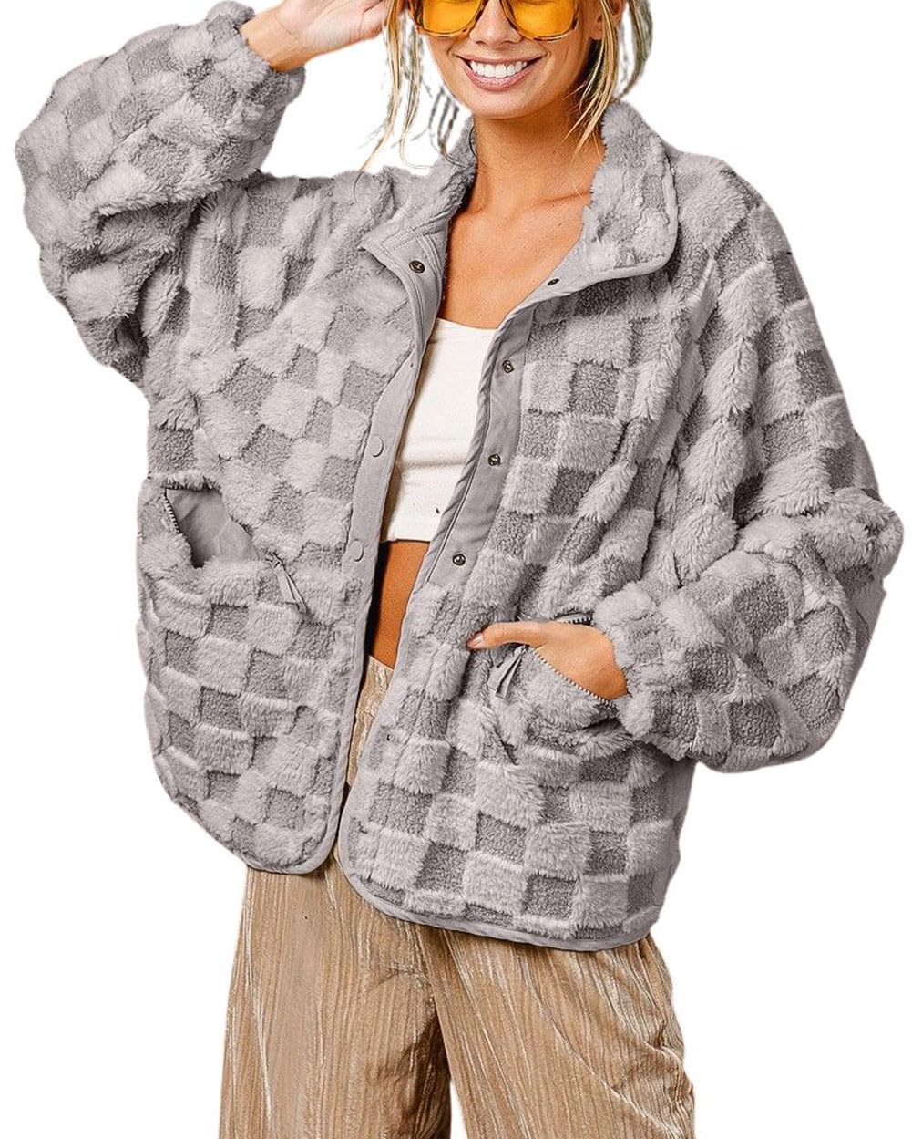Limited time sale🔥Women's Checkered Fleece Sherpa Jacket