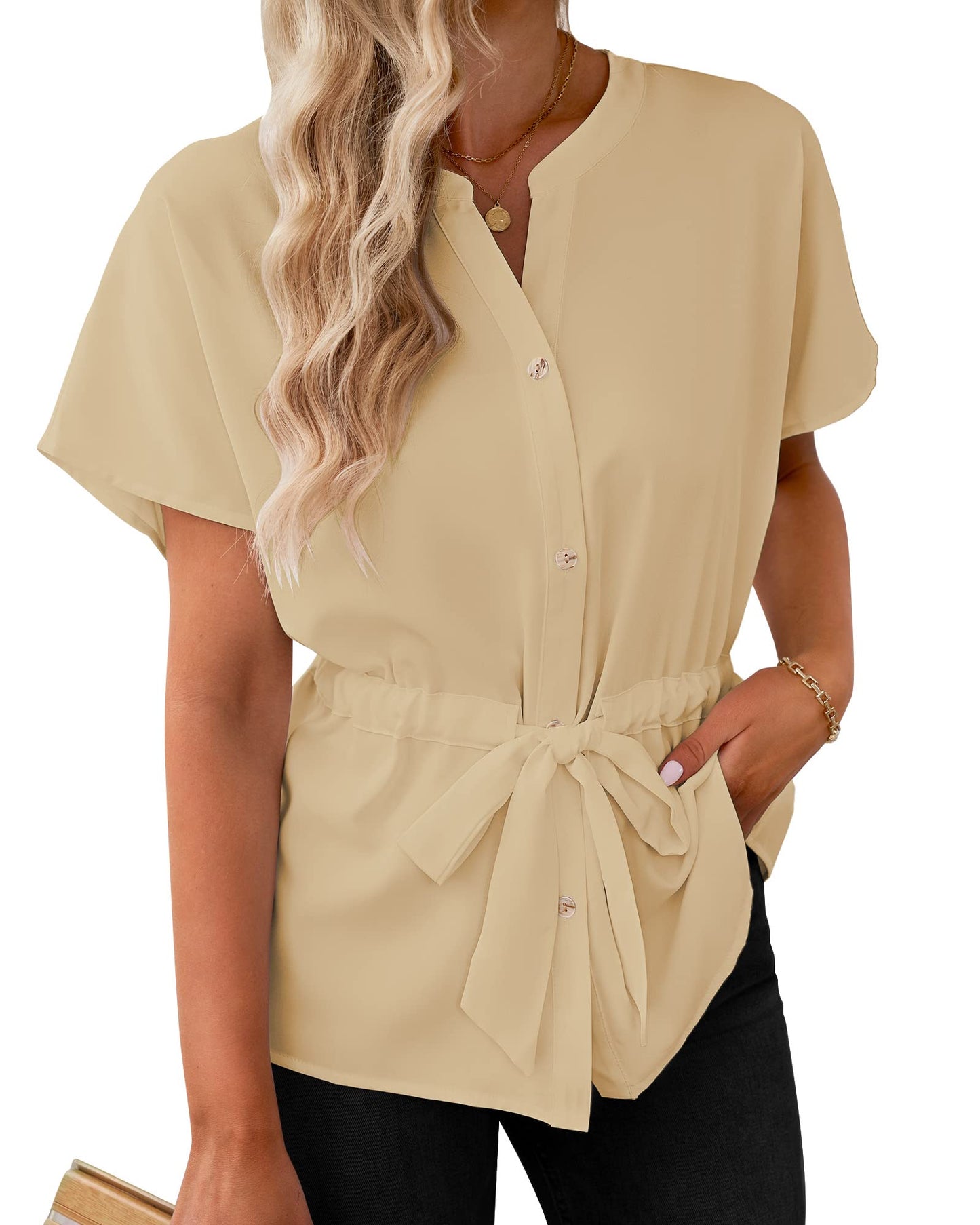 Women's Batwing short sleeve Button-down Shirt(Buy 2 10% OFF)