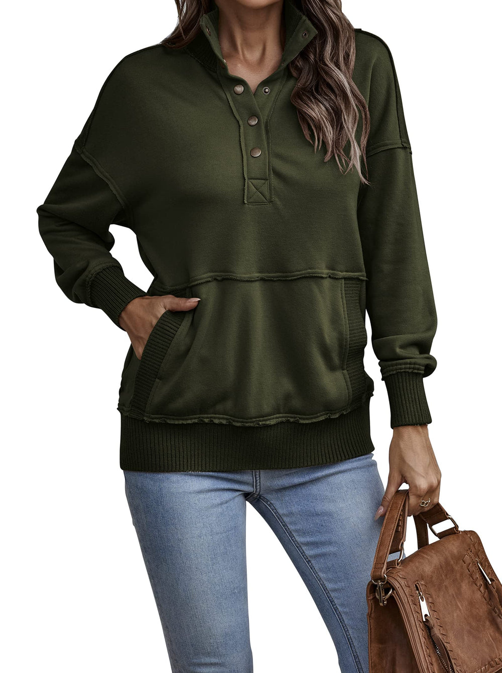 Autumn Womens Casual Button Loose Pullover Tops(Buy 2 Free Shipping)