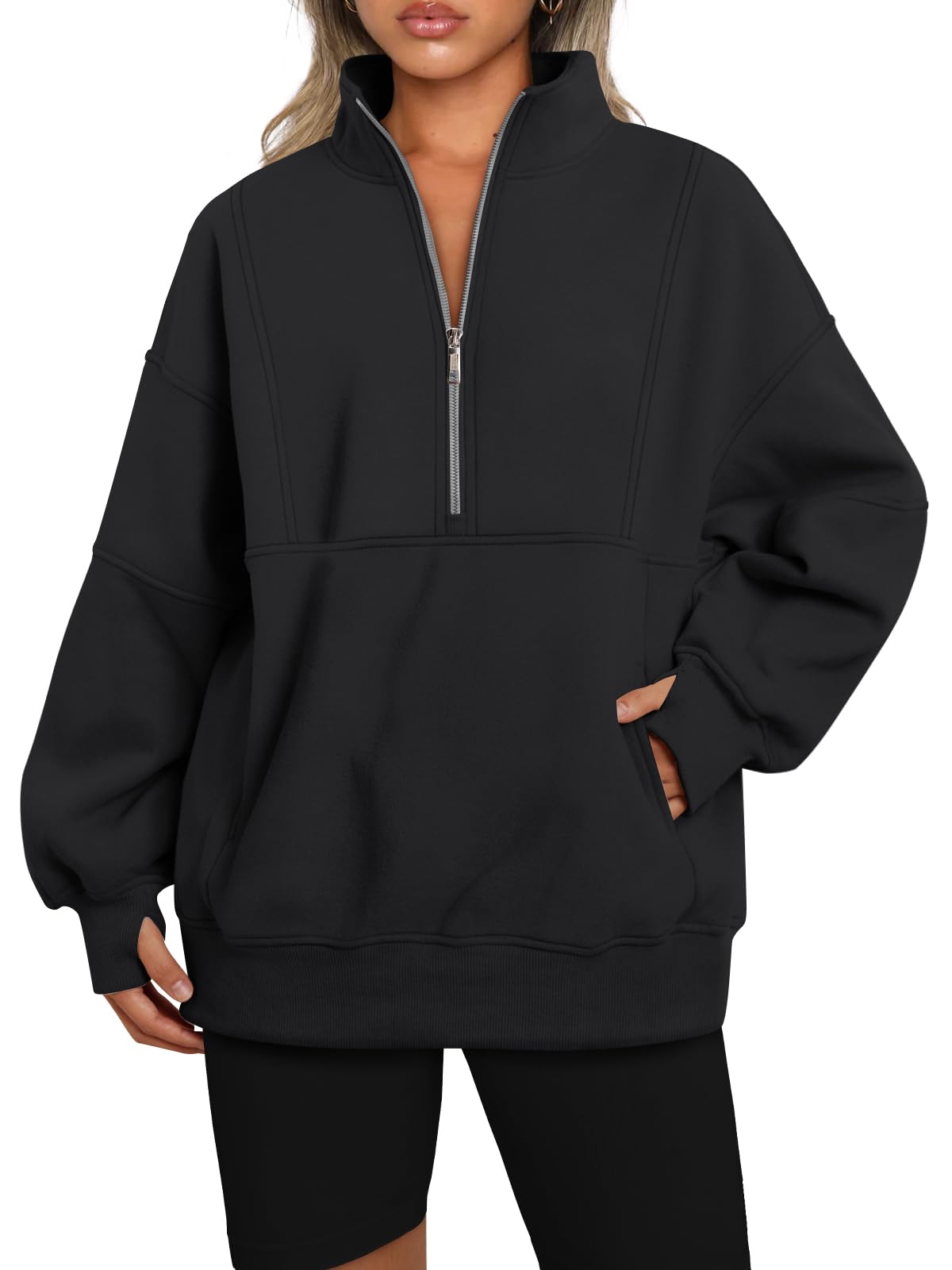 Autumn Women's Half Zip Oversized Sweatshirts with Pockerts(Buy 2 Free Shipping)