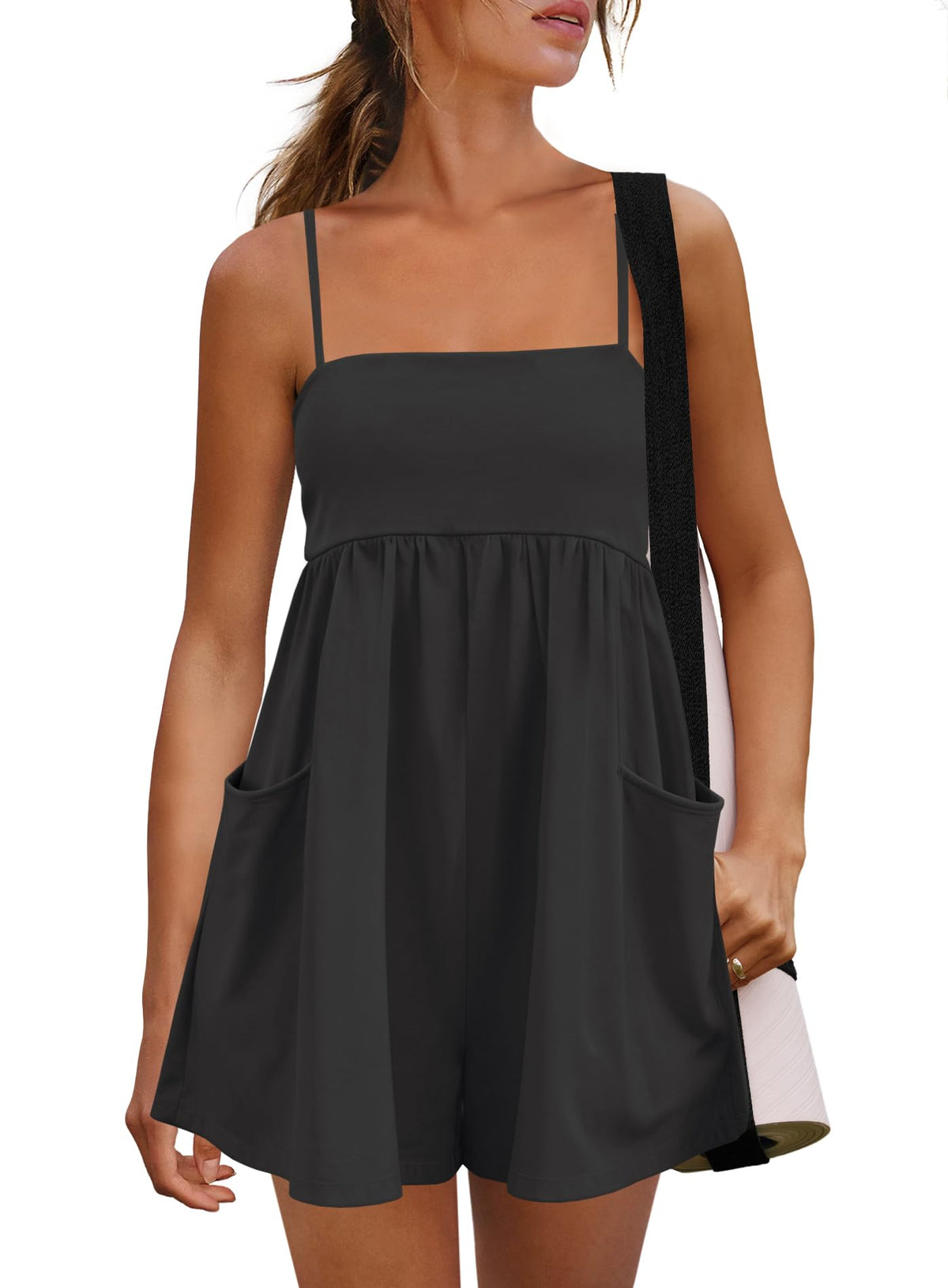 Limited time sale🔥Women's Summer Sleeveless Strappy Athletic Romper-with Pocket