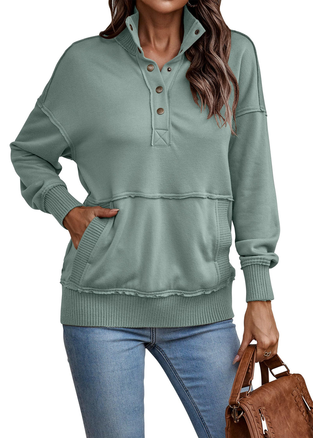 Autumn Womens Casual Button Loose Pullover Tops(Buy 2 Free Shipping)