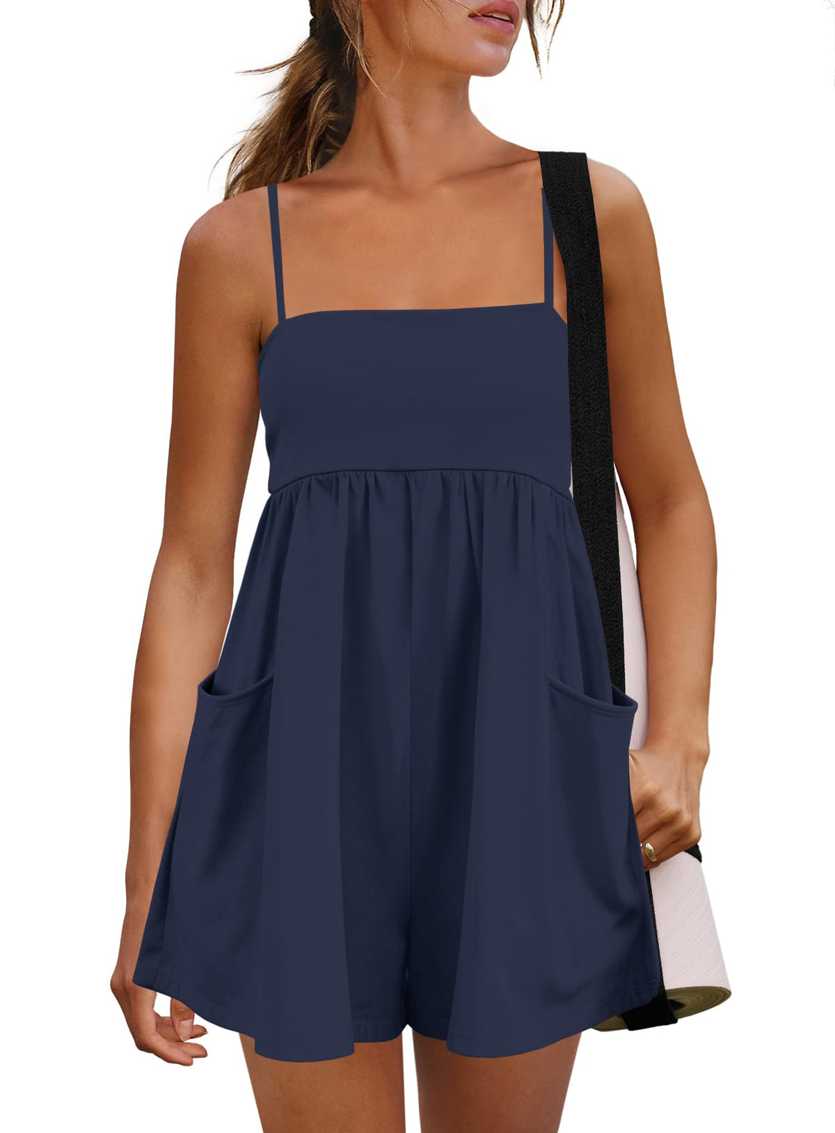 Limited time sale🔥Women's Summer Sleeveless Strappy Athletic Romper-with Pocket