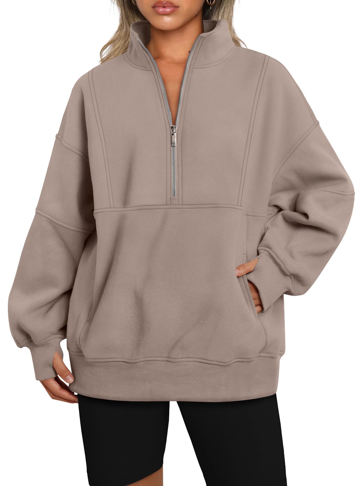 Autumn Women's Half Zip Oversized Sweatshirts with Pockerts(Buy 2 Free Shipping)