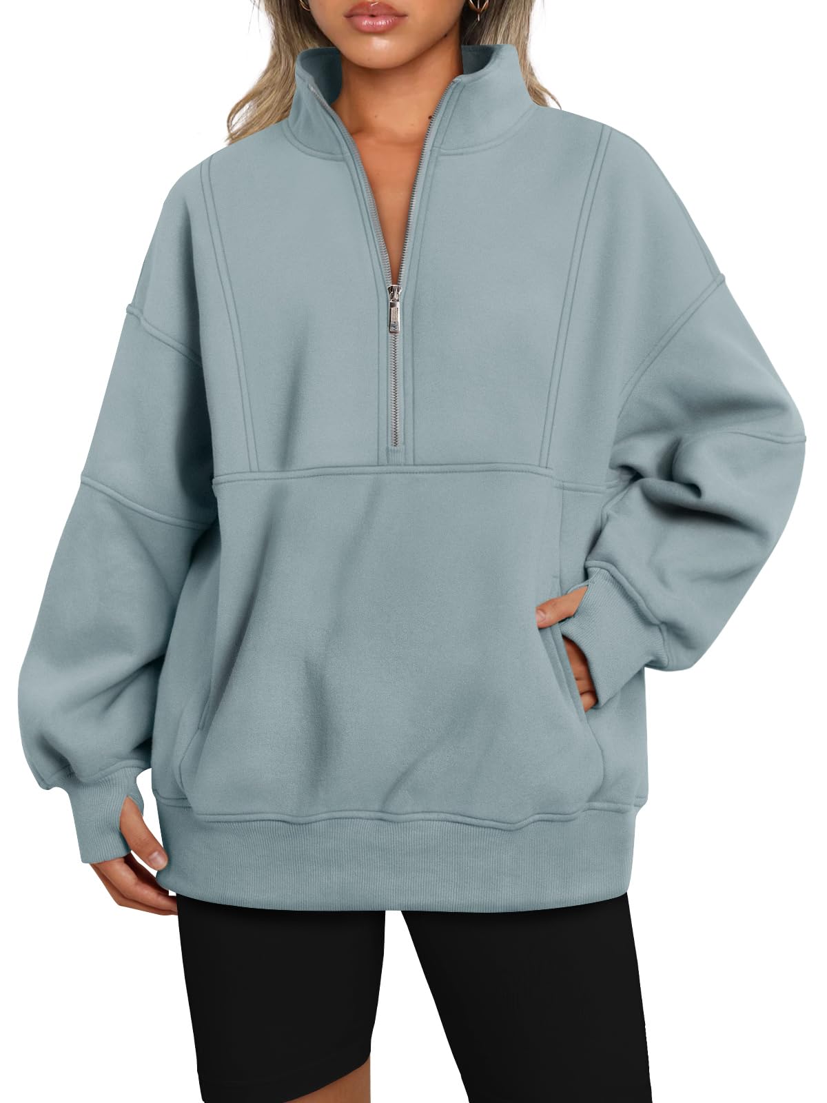 Autumn Women's Half Zip Oversized Sweatshirts with Pockerts(Buy 2 Free Shipping)
