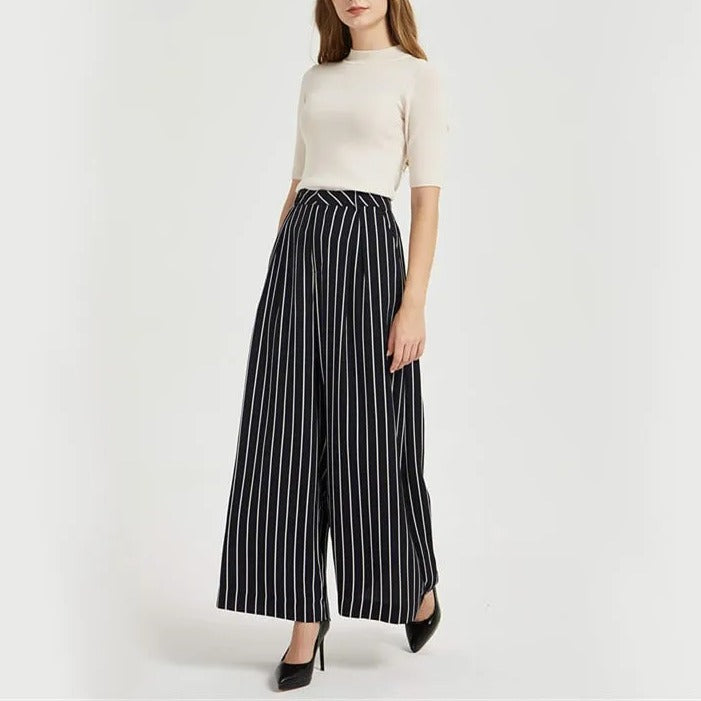Women High Waist Casual Wide Leg Trousers