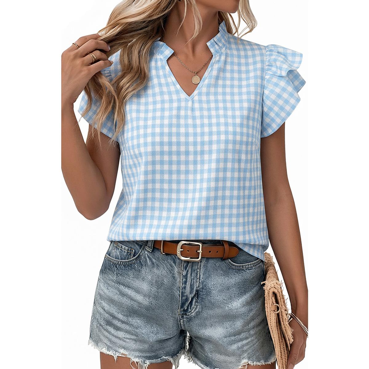 2026 Spring/Summer Women's Casual Plaid Blouse
