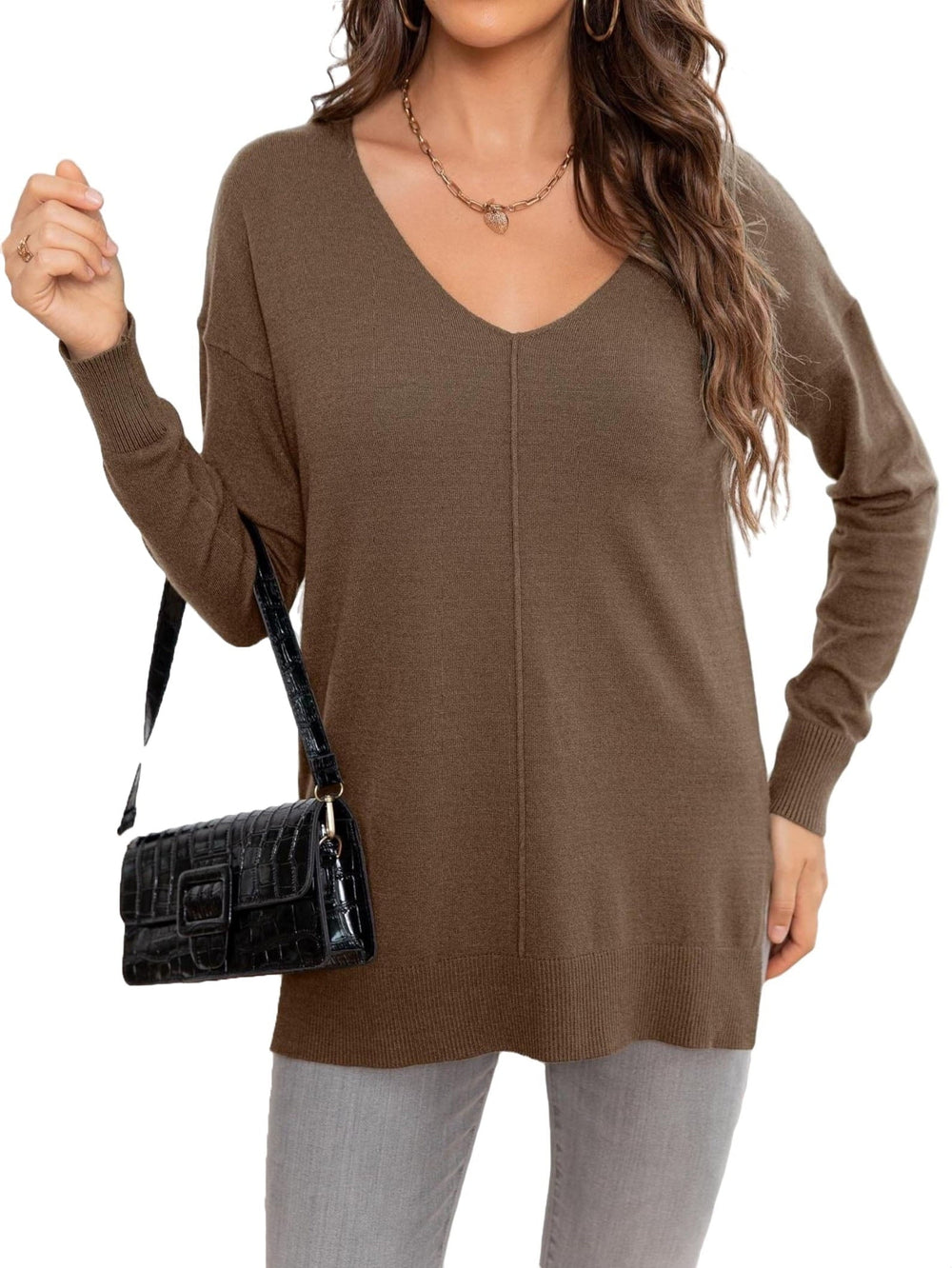 ✨Women's Casual Solid V Neck Pullover