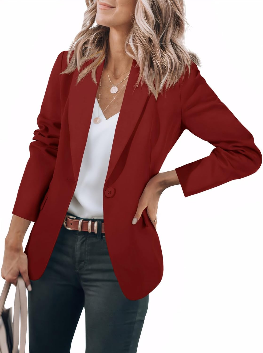 Limited time sale🔥Women's Casual Button Open Front Pocket Blazers Jacket