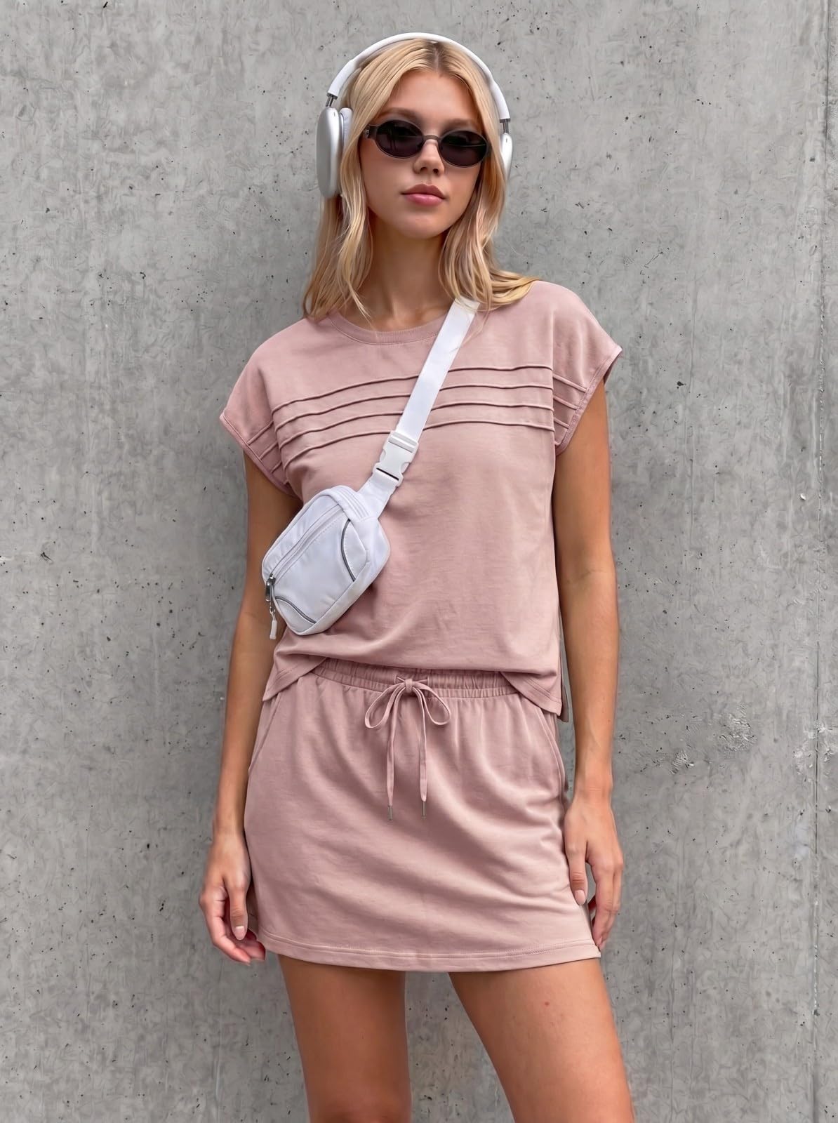 Women's 2 Piece Tennis Skort Set with Built-In Shorts
