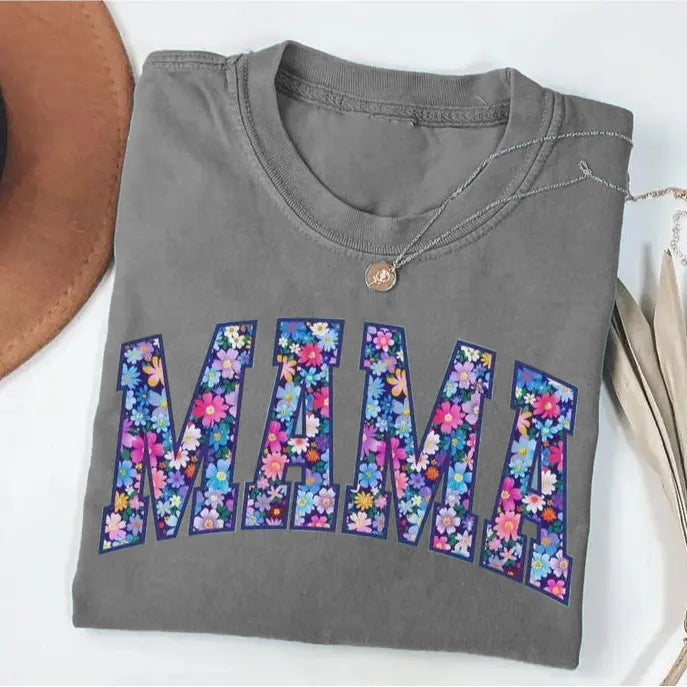 Vintage Floral "MAMA" Short-Sleeve T-Shirt