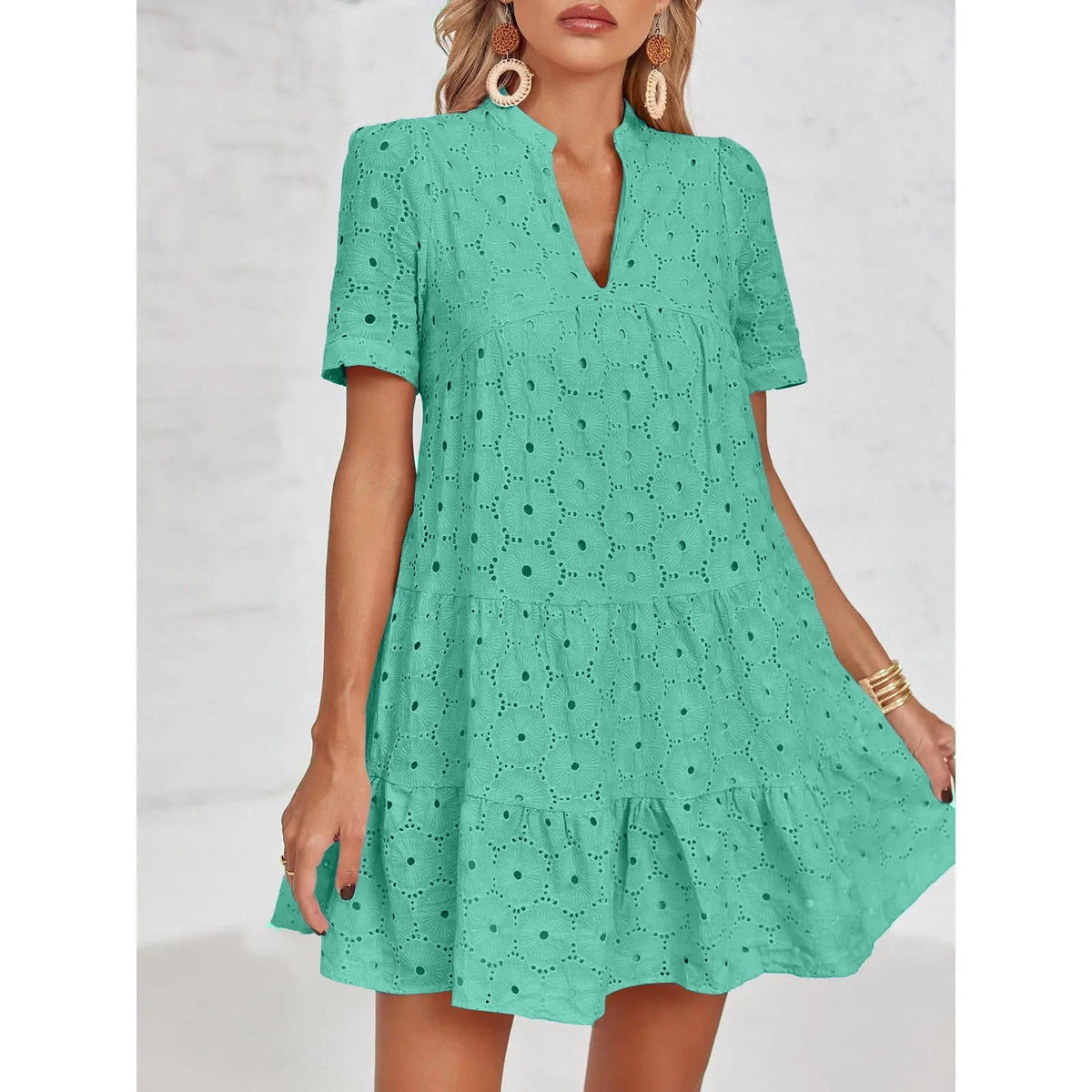 Limited time sale🔥Women’s Lace Dresses Eyelet Casual Flowy Babydoll Swing