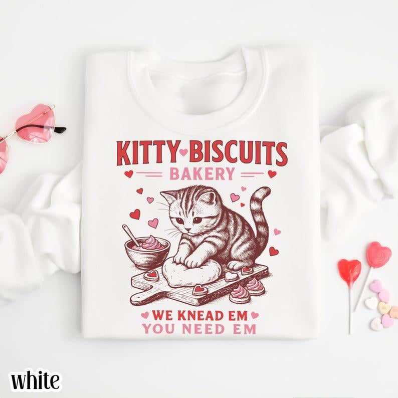 Valentines Kitty Biscuits Bakery Sweatshirt