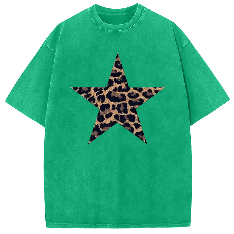 Acid Washed Shirts Five-Pointed Star Oversized Tee