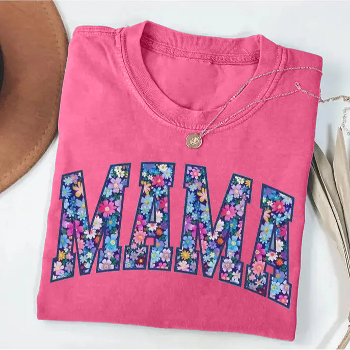 Vintage Floral "MAMA" Short-Sleeve T-Shirt