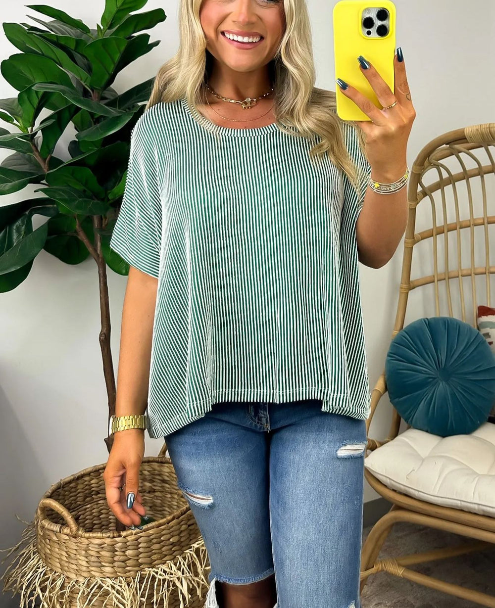 Hot Sale Two Tone Rib Knit Oversized Top