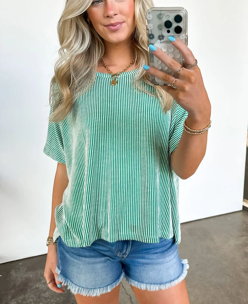 Hot Sale Two Tone Rib Knit Oversized Top