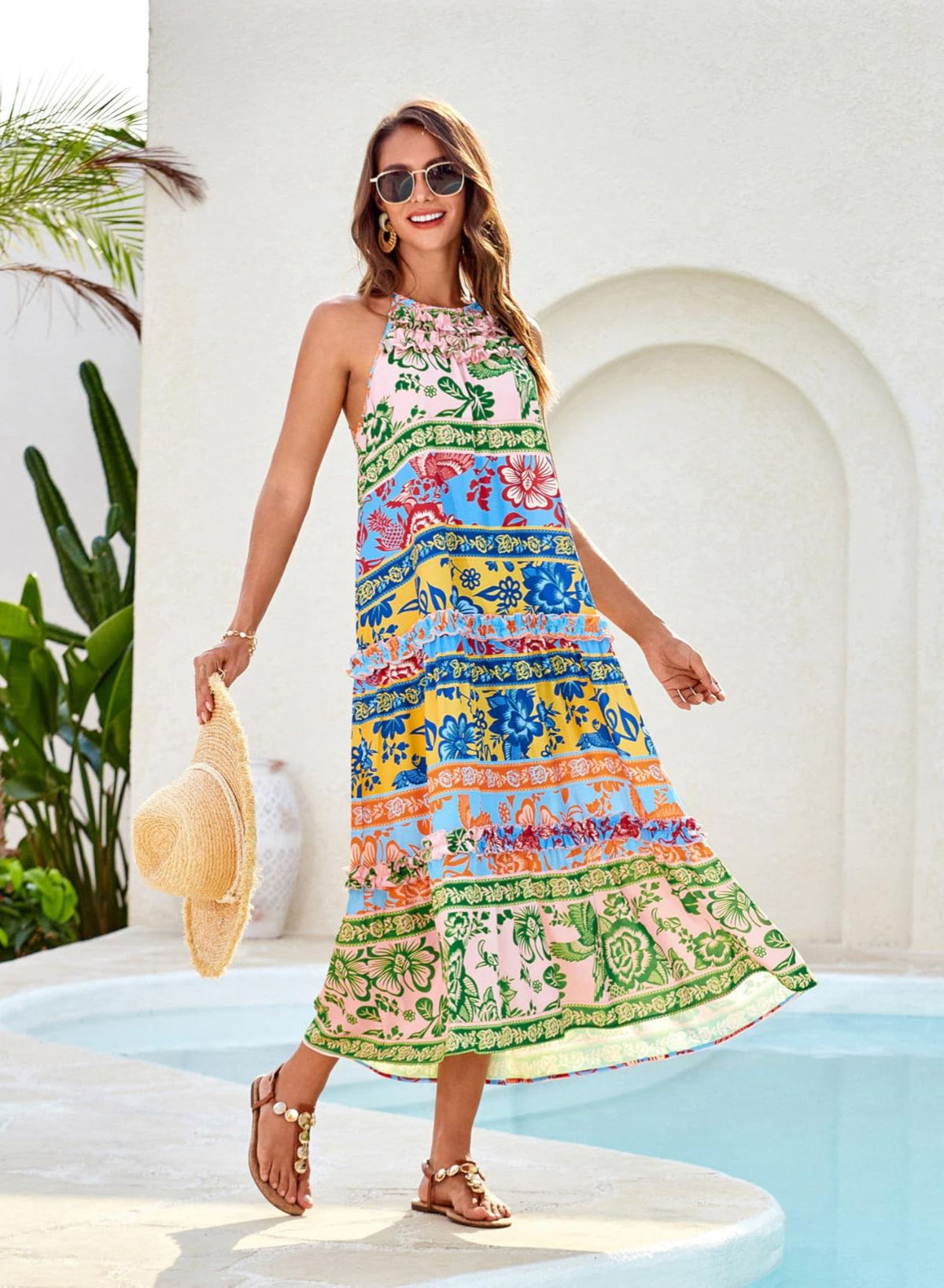 Limited time sale🔥Women's Elegant Hollower Out Waist A Line Spaghetti Straps Dress