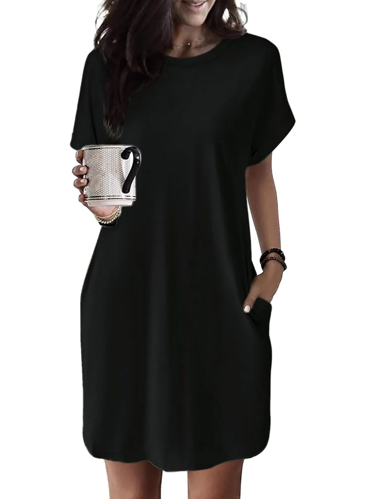 Limited time sale🔥Women's Casual Short Sleeve T-Shirt Dress with Pockets