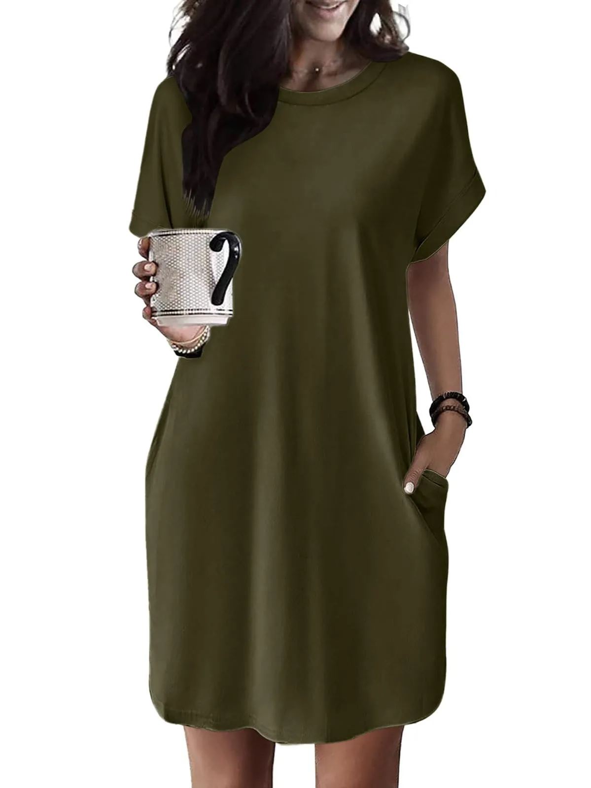 Limited time sale🔥Women's Casual Short Sleeve T-Shirt Dress with Pockets