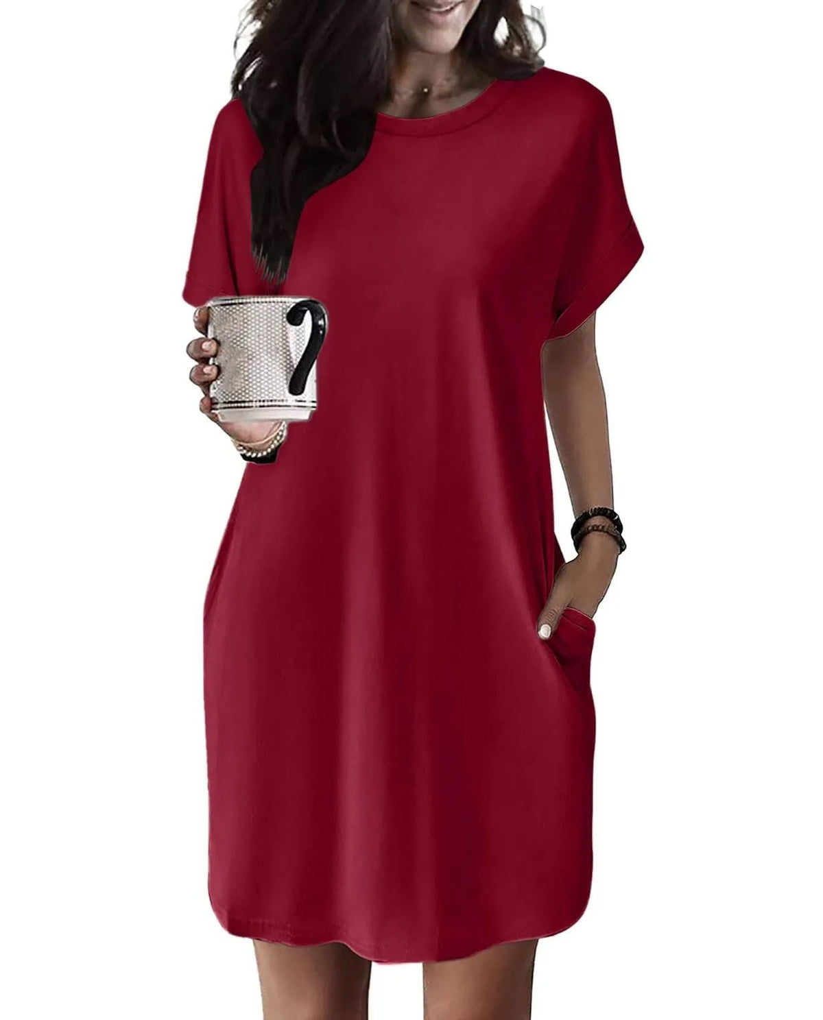 Limited time sale🔥Women's Casual Short Sleeve T-Shirt Dress with Pockets