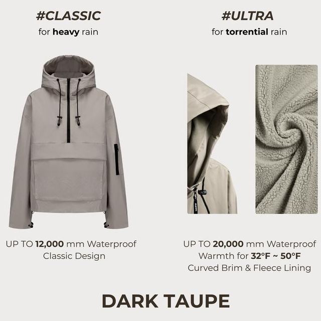 Limited time sale🔥Fleece-lined Waterproof Raincoat Hoodie With Kangaroo Pocket