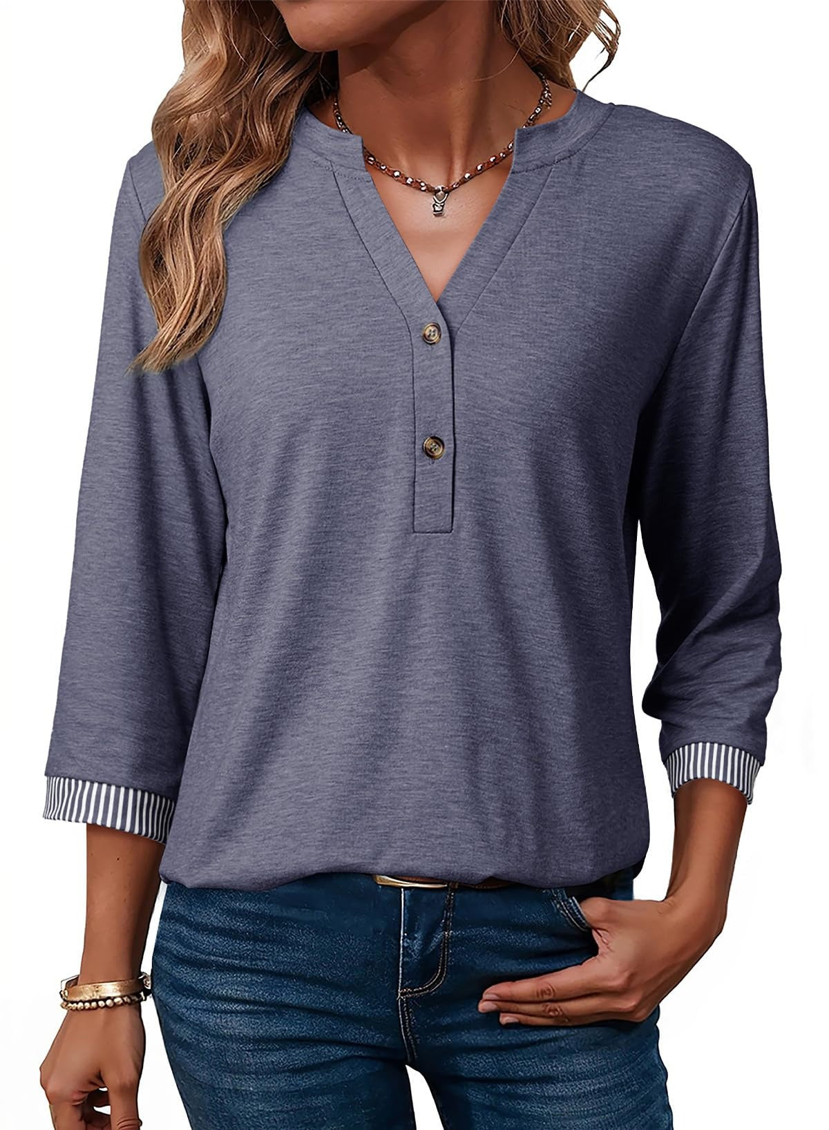 Women's 3/4 Sleeve Henley Top