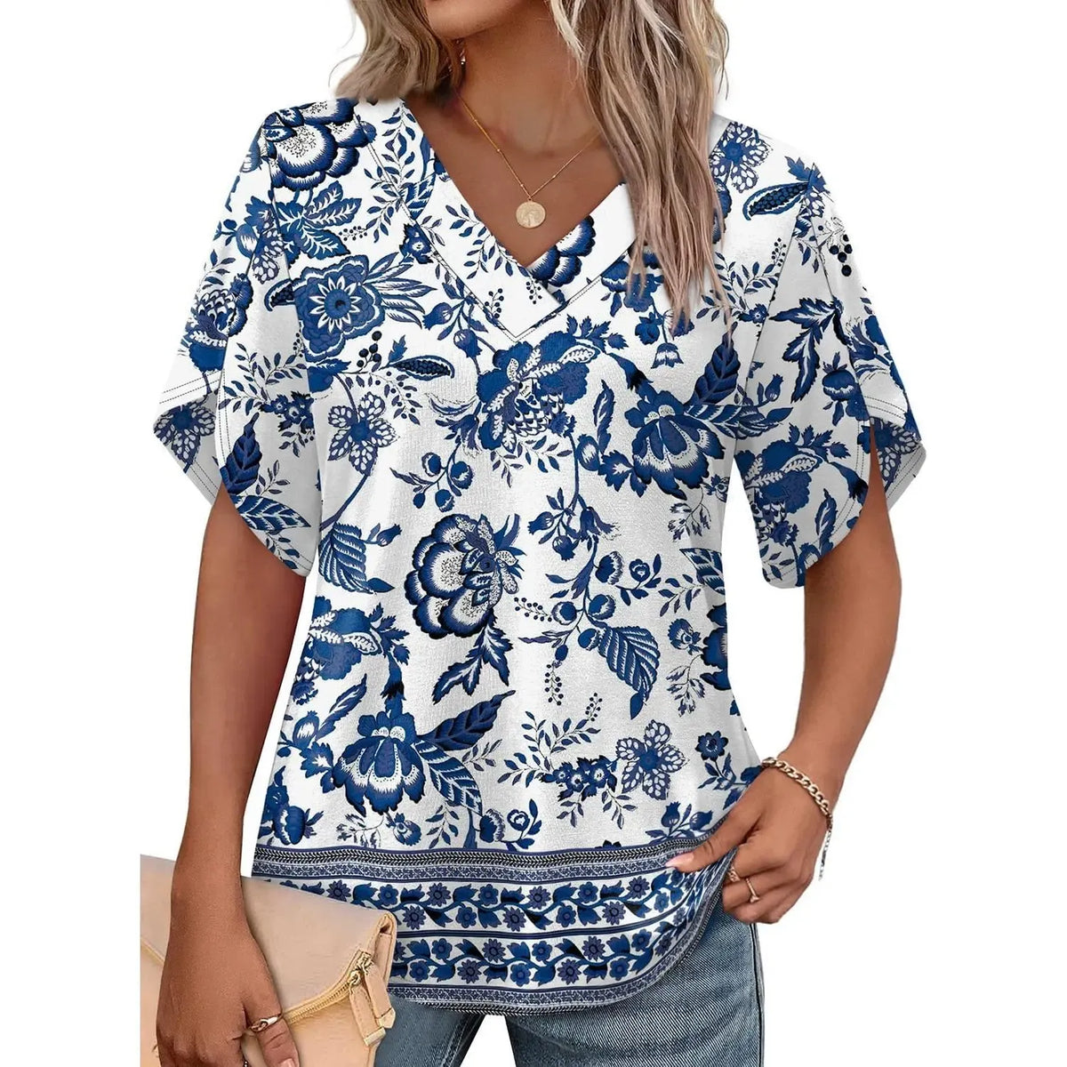 Limited time sale🔥Women's Summer Short Petal Sleeve Fashion V Neck Outfits Tops