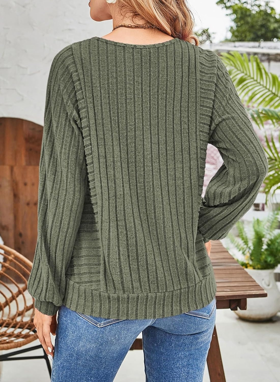 Limited time sale🔥Women's Soft Ribbed Crewneck Long Sleeve Shirts Knit Tops